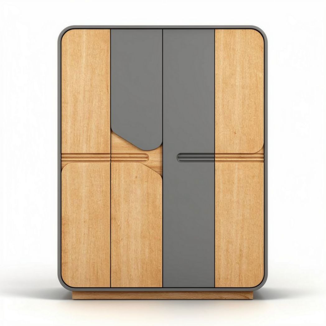 Armoire contemporaine en bois naturel et gris dimensions 60 x 40 x 120cm