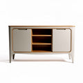 Meuble de rangement en bois couleur beige et chêne 120 x 45 x 75cm