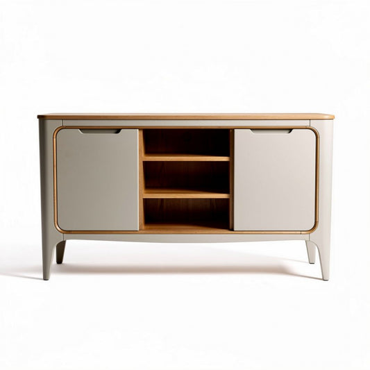 Meuble de rangement en bois couleur beige et chêne 120 x 45 x 75cm