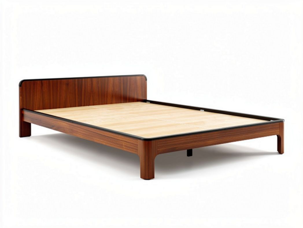Lit en bois de couleur chêne clair dimensions 200 x 160 x 30cm conçu pour un usage quotidien