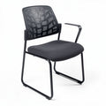 Chaise noire en métal avec accoudoirs et assise rembourrée 60 x 55 x 80cm