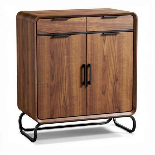 Buffet en bois de chêne avec pieds en métal noir dimensions 80 x 40 x 85cm
