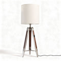 Lampe sur pied en métal et bois avec abat-jour en tissu 20 x 20 x 50cm