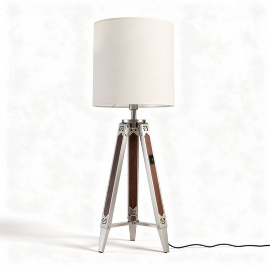 Lampe sur pied en métal et bois avec abat-jour en tissu 20 x 20 x 50cm