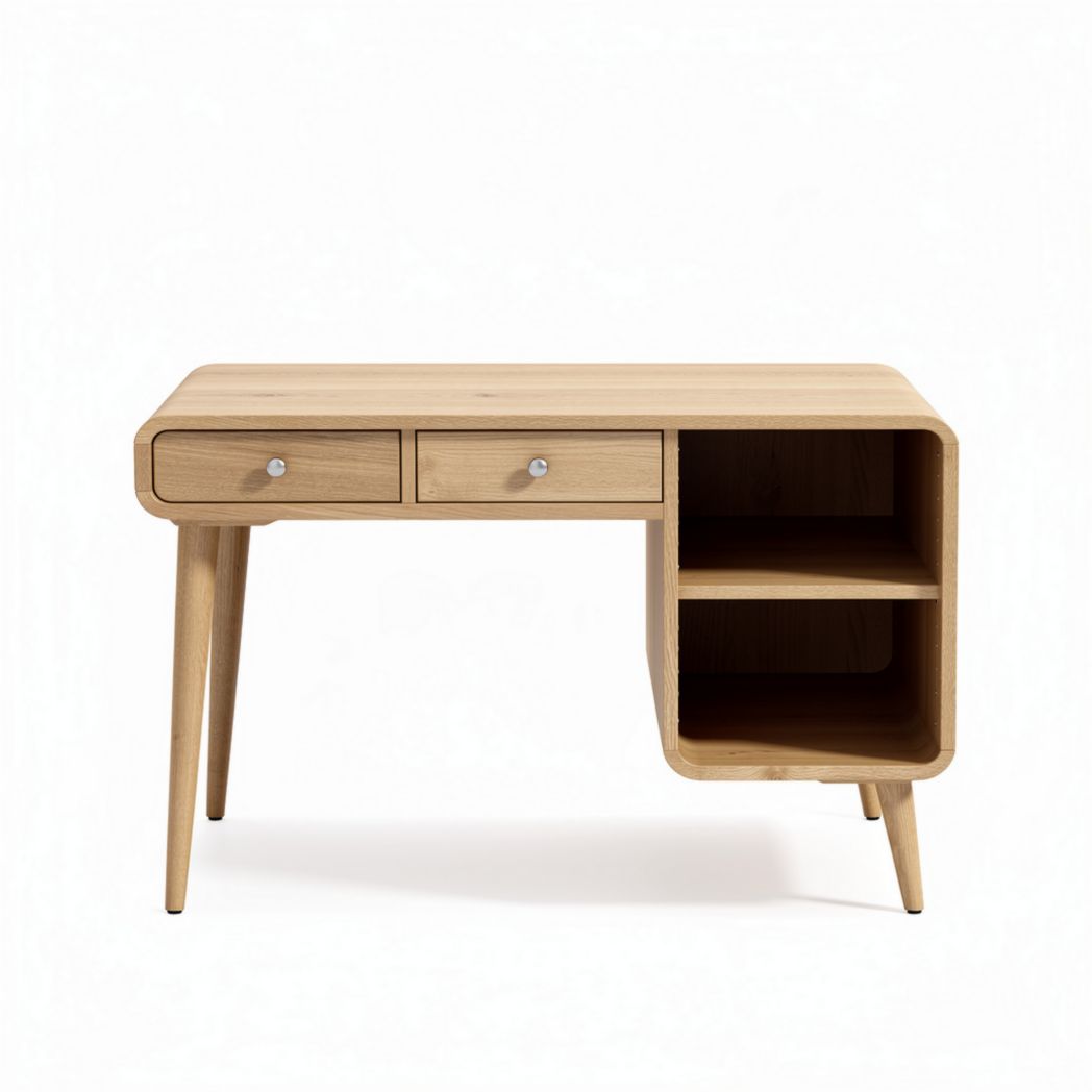 Bureau en bois de chêne avec tiroirs et étagère dimensions 120 x 60 x 75cm