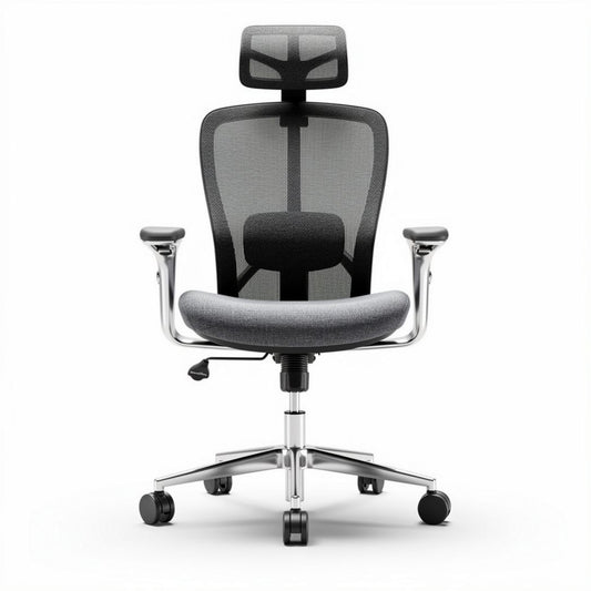 Chaise de bureau ergonomique en mesh noir et gris réglable 50 x 50 x 120cm