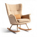 Fauteuil à bascule en tissu beige avec coussin confort dimensions 80 x 70 x 100cm