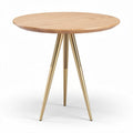 Table ronde en bois naturel avec pieds en métal doré 80 x 80 x 75cm