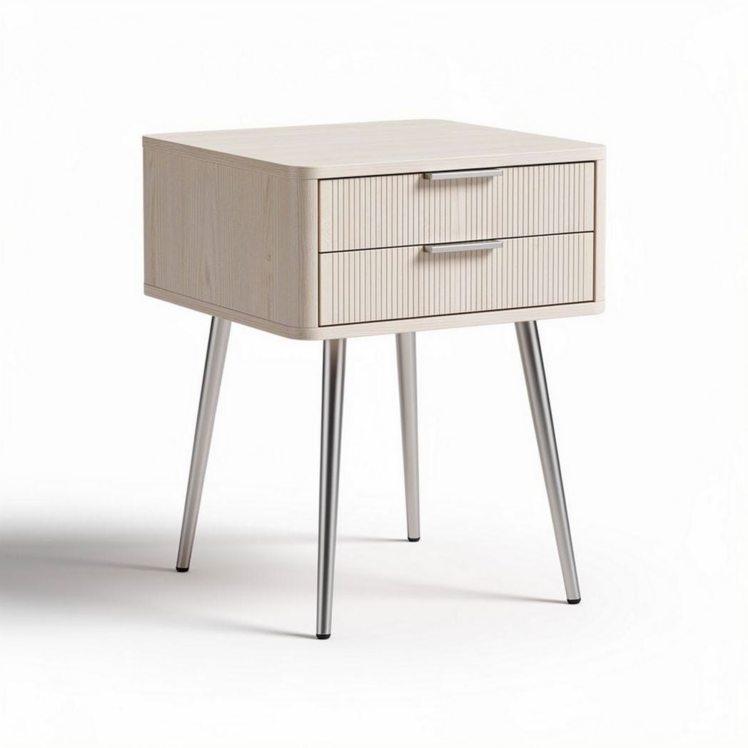 Table de chevet en bois clair avec deux tiroirs dimensions 50 x 50 x 60cm