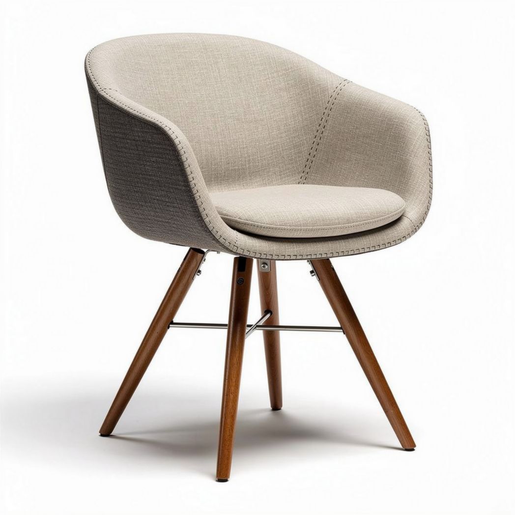 Fauteuil en tissu beige avec pieds en bois 65 x 65 x 80cm