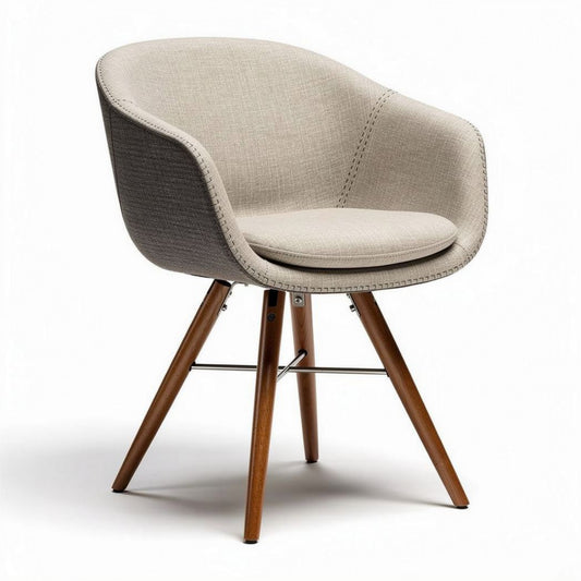 Fauteuil en tissu beige avec pieds en bois 65 x 65 x 80cm