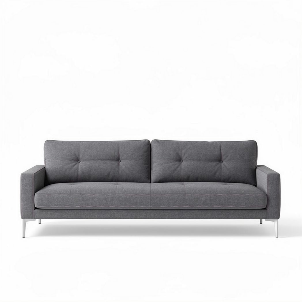 Canapé rectangulaire en tissu gris 190 x 80 x 85 cm avec pieds en métal