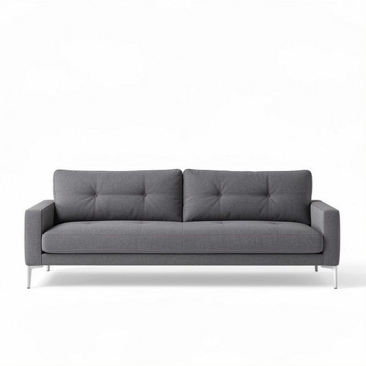 Canapé rectangulaire en tissu gris 190 x 80 x 85 cm avec pieds en métal